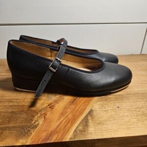 NIB Bloch Tap-On Techno Tap Shoes Black Leather Girls Size 5 Mary Jane  S0302L